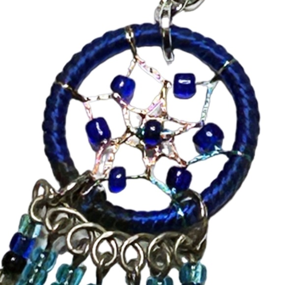 3 PAIRS of Dream Catcher Earrings Dangle Drop Refurbished Navy Pink Ivory Beaded - Picture 7 of 12